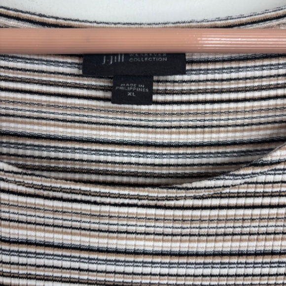 J Jill Striped Tunic XL Ribbed Sleeveless Boho Lagenlook Stretch Minimalist 90s - Picture 8 of 13